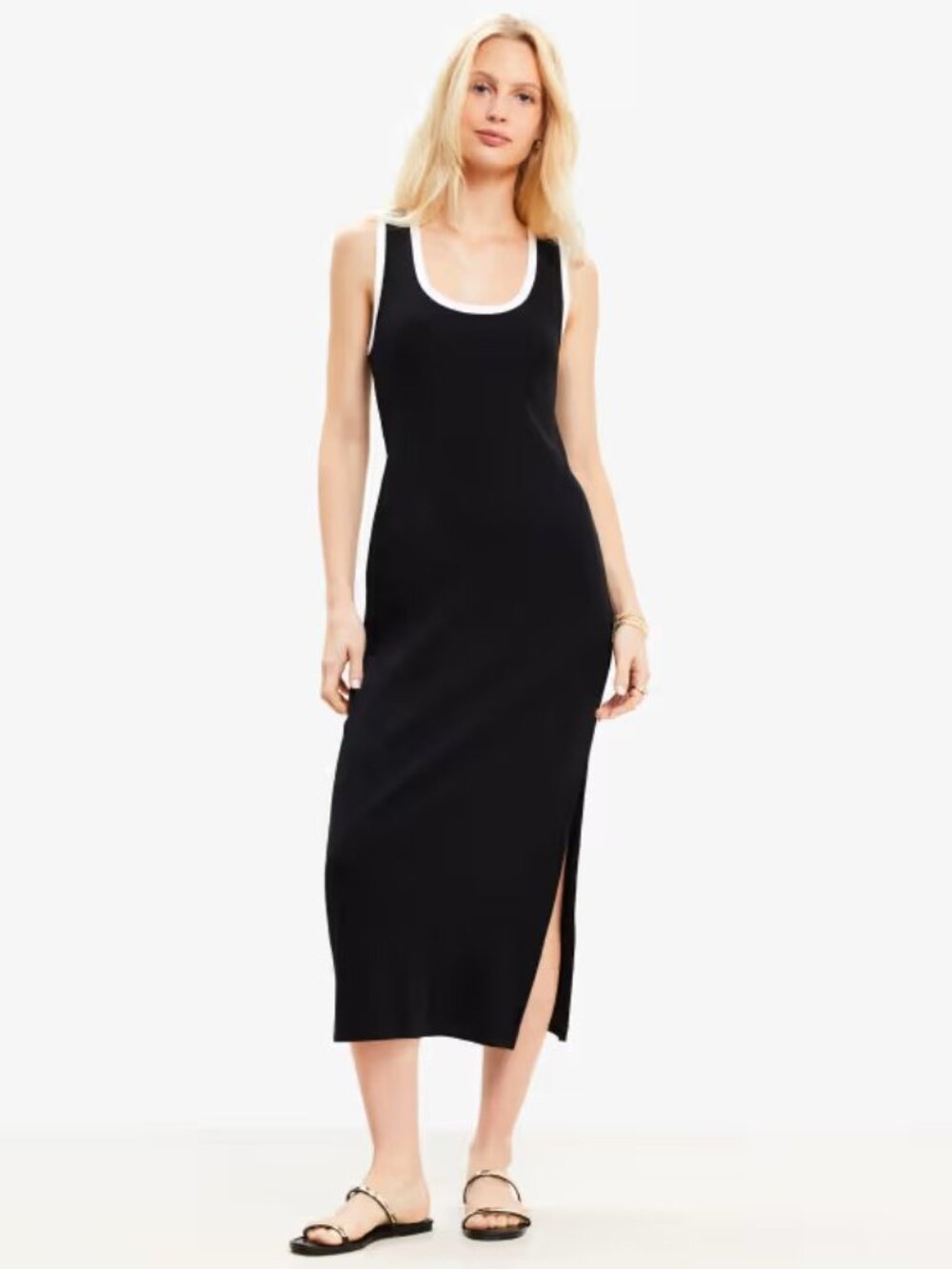 Loft Perfect Ribbed Tank Midi Dress, Size M